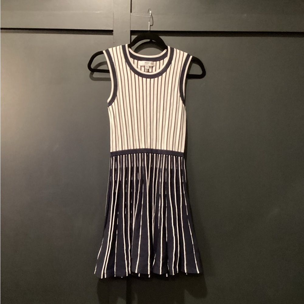 Jason Wu Sleeveless Blue White Stripe pleated knit Swing Mini dress XS - Picture 2 of 13